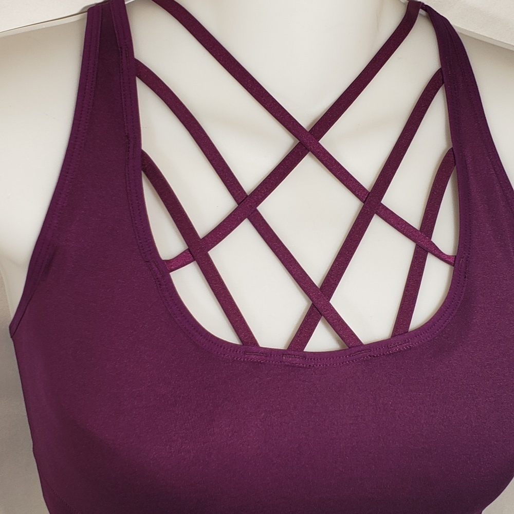 Burgundy Victoria Sport Strappy Sports Bra